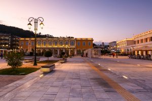 Sunset at Solomos square in Zakynthos town